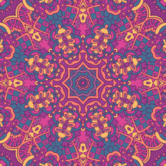 Festival indian colorful seamless design. Bright colorful mandala art pattern.
