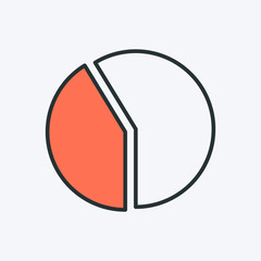 Pie chart icon. Vector illustration of pie diagram. Two-part diagram infographics element. Can be used as a logo, icon or infographic chart symbol