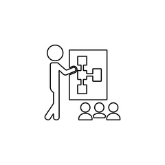 Presentation icon. Business meeting sign. Employee presenting report, infographics symbol for modern business concept and web, mobile design.