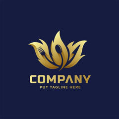 Premium Luxury fork and spoon restaurant logo vector template
