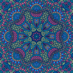 Abstract festive colorful floral mandala vector ethnic boho pattern