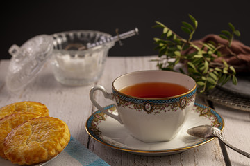 Cup of tea with biscuits