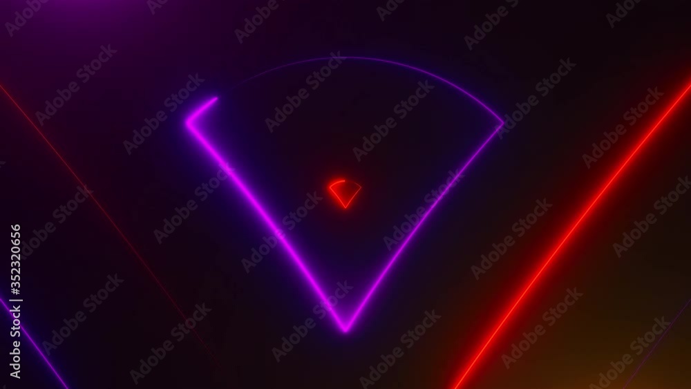 Poster many neon triangles in space, abstract computer generated backdrop, 3d rendering backdround