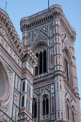 Fototapeta premium Exterior / facade of the Cathedral of Santa Maria del Fiore in Florence, Italy. Look onto the tower top