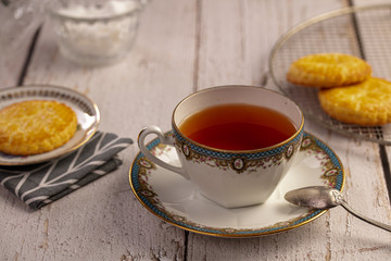 Cup of tea with biscuits