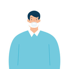 man using protective surgical mask for covid 19 prevention vector illustration design
