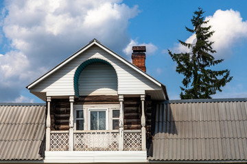 wooden house on the sky