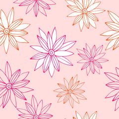 Hand drawn seamless floral vector pattern. Vector background of doodle floral elements. 