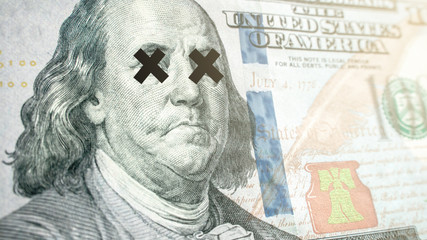 Global economic crisis of 2020 concept. Dollar bill close up. Symbol of economic and financial.