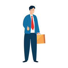young businessman with portfolio , wearing working outfit vector illustration design