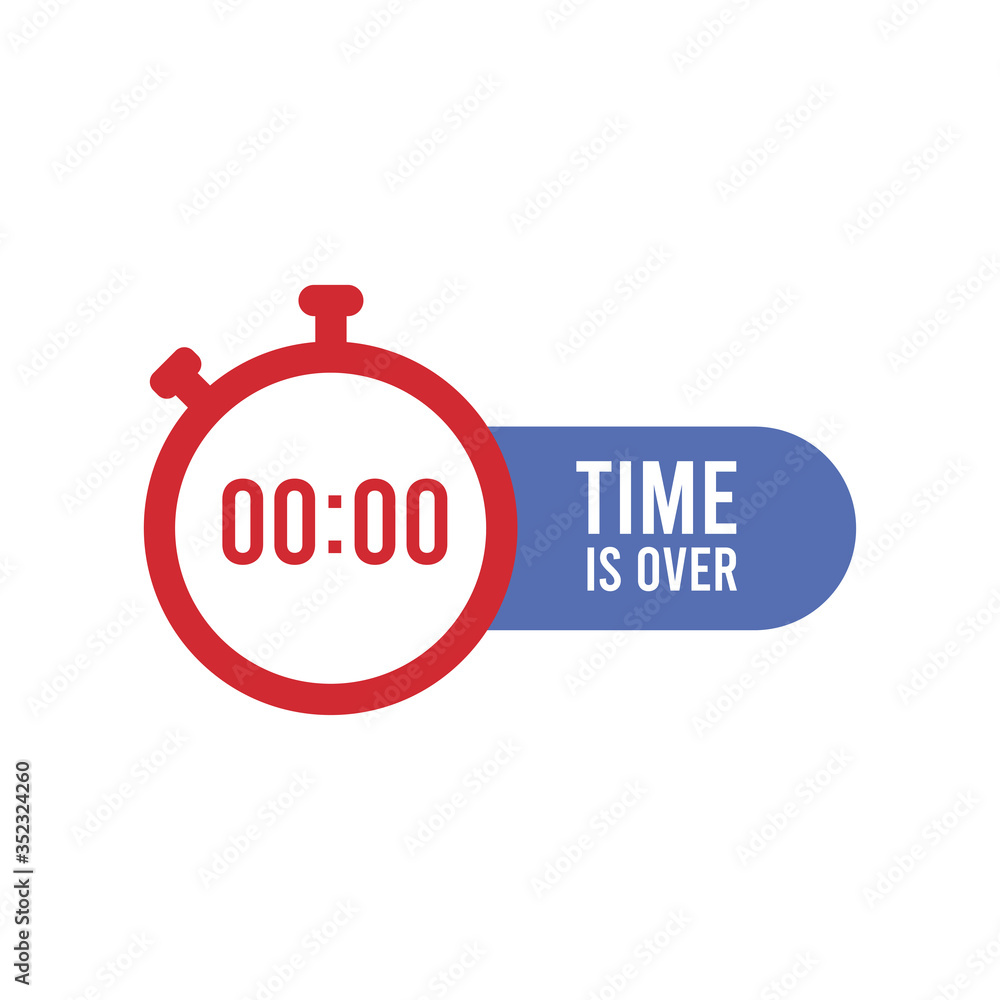 Poster clock with message time is over vector symbol