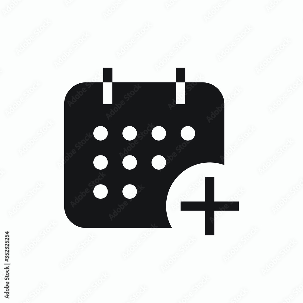 Poster сalendar with plus line vector minimalistic icon. date symbol. appointment day icon for web design. 