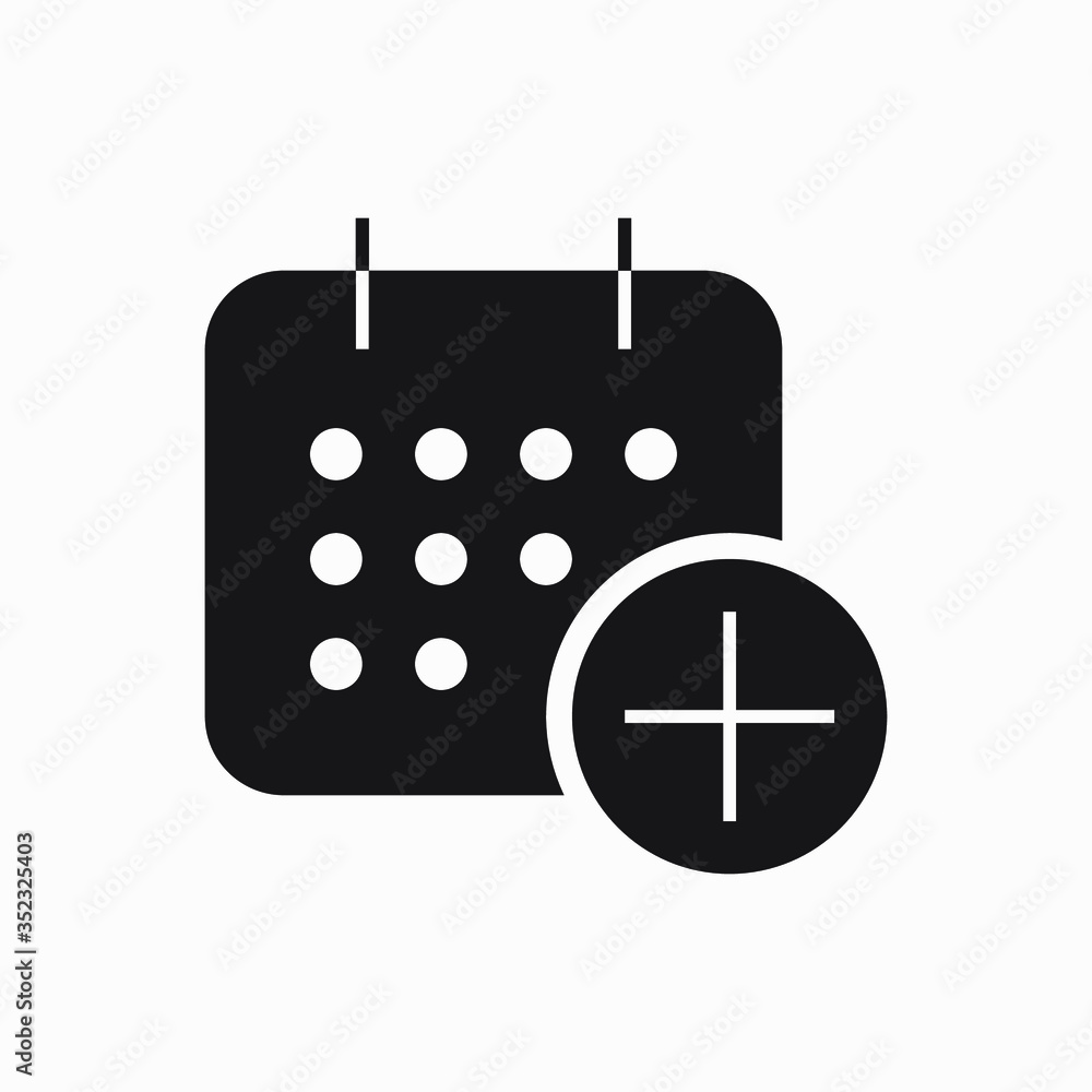 Poster сalendar with plus line vector minimalistic icon. date symbol. appointment day icon for web design. 