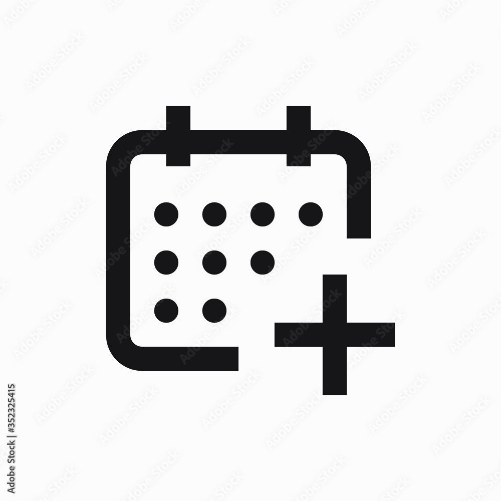 Poster сalendar with plus line vector minimalistic icon. date symbol. appointment day icon for web design. 