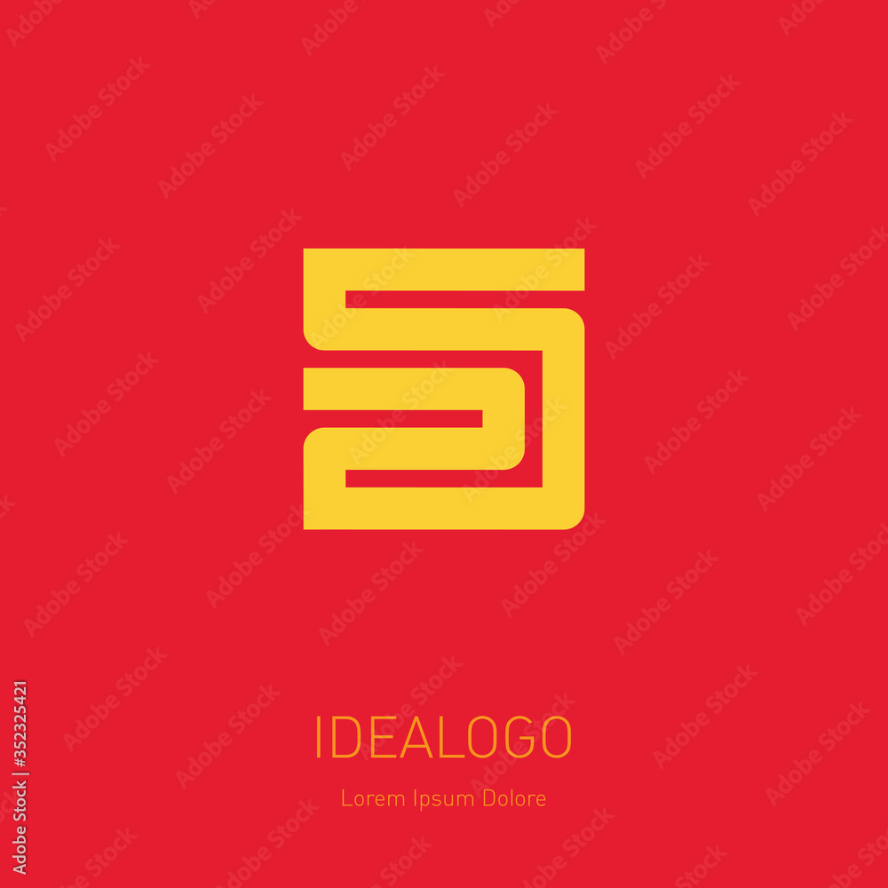 Poster 25 - logo or design element or icon with numbers 2 and 5. vector logotype on red background.