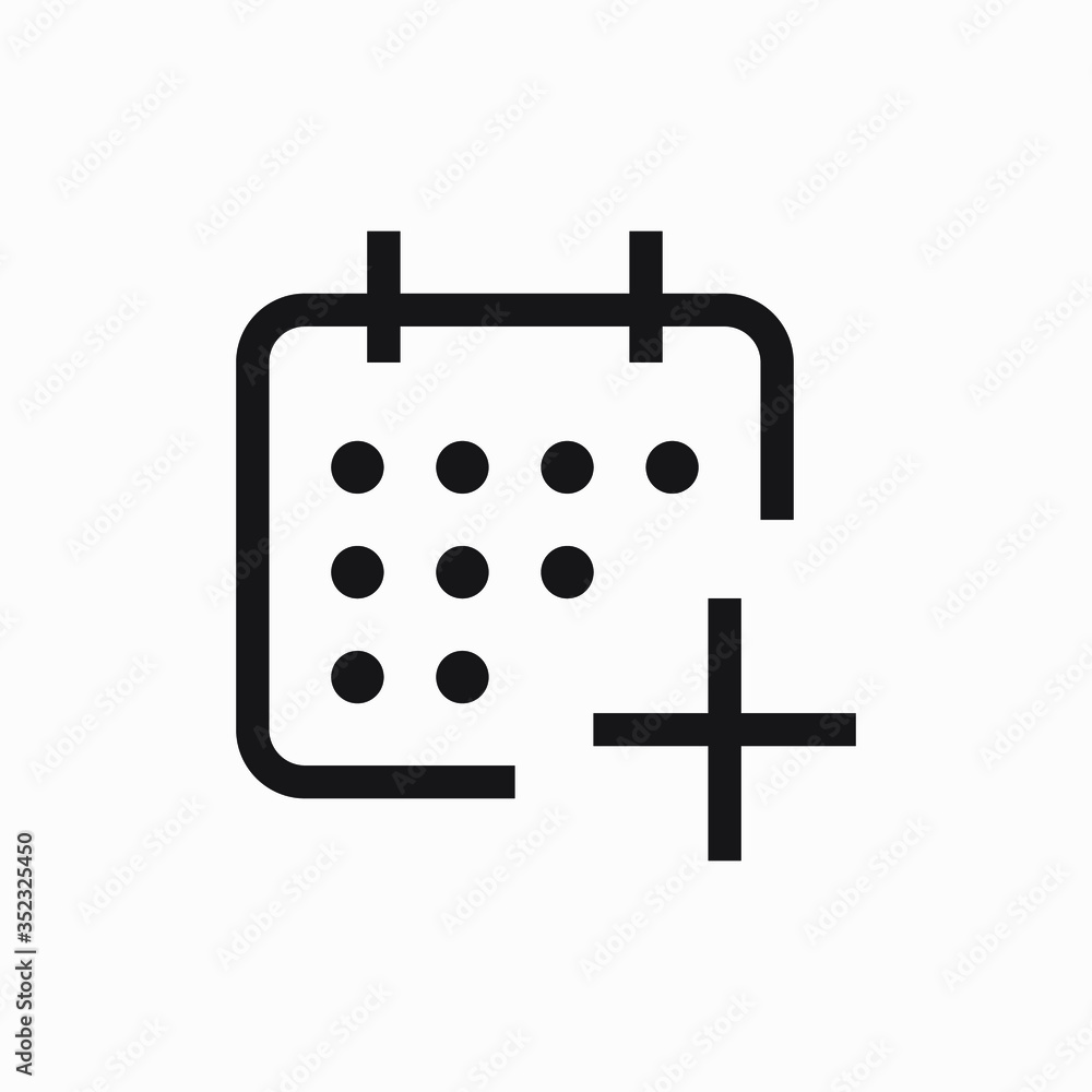 Poster сalendar with plus line vector minimalistic icon. date symbol. appointment day icon for web design. 