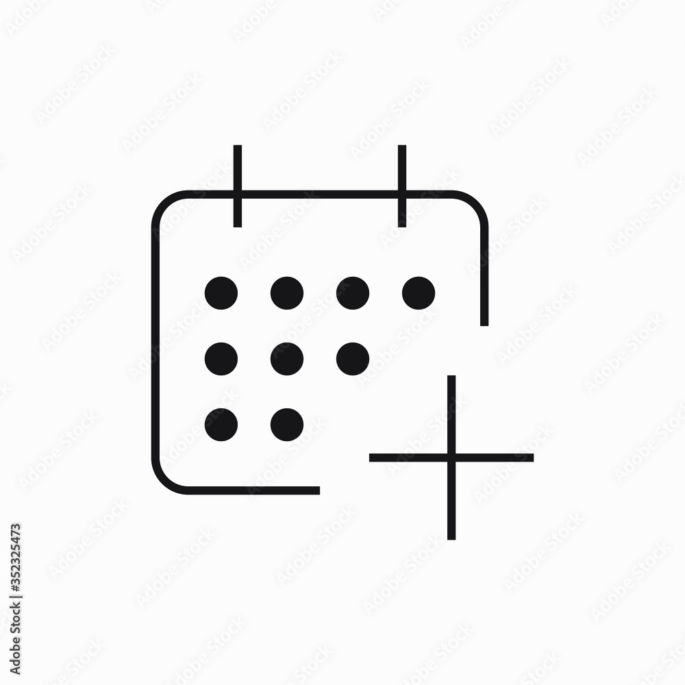 Poster сalendar with plus line vector minimalistic icon. date symbol. appointment day icon for web design. 