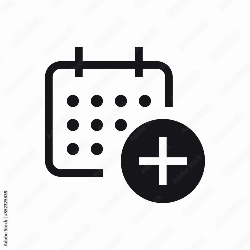 Poster сalendar with plus line vector minimalistic icon. date symbol. appointment day icon for web design. 