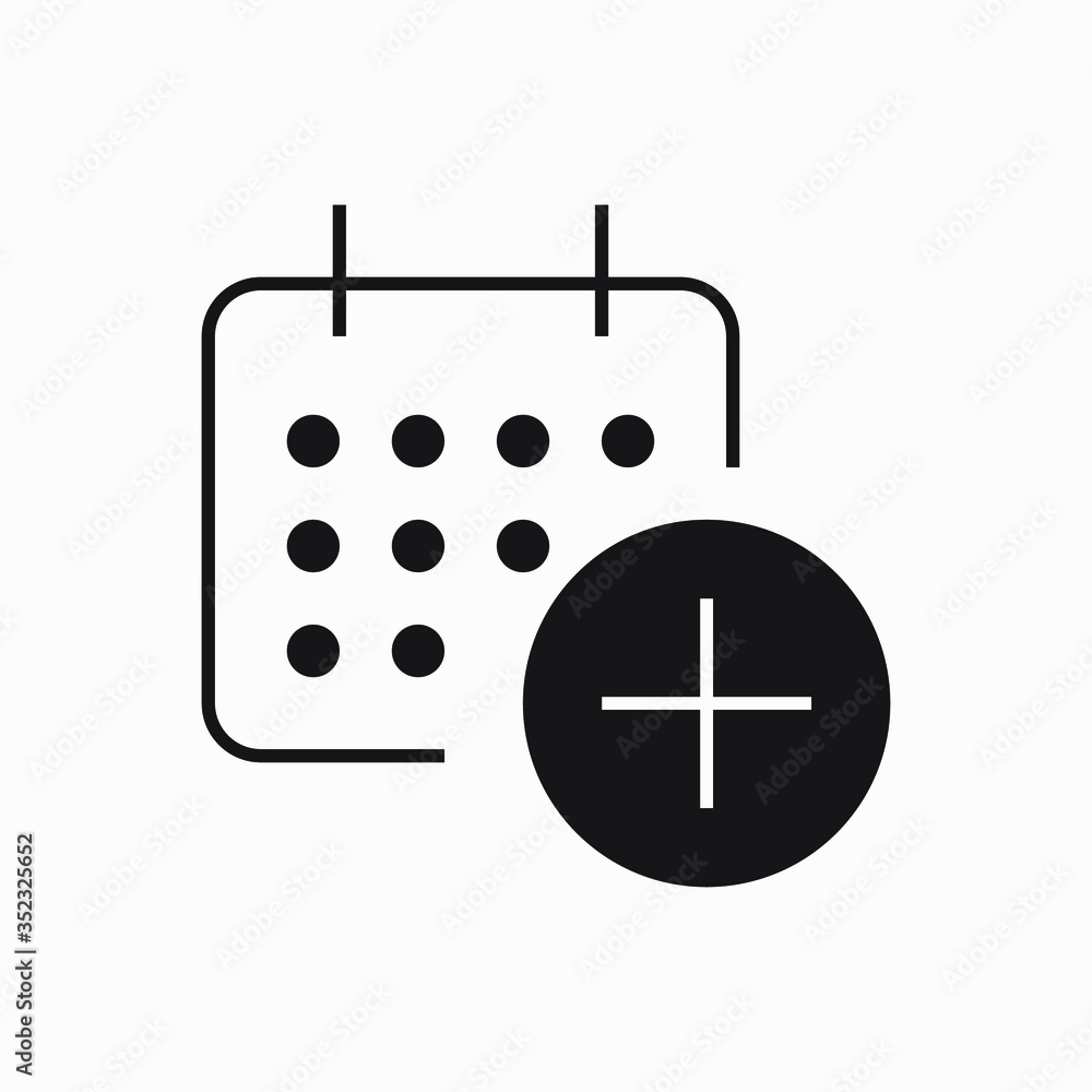 Poster сalendar with plus line vector minimalistic icon. date symbol. appointment day icon for web design. 