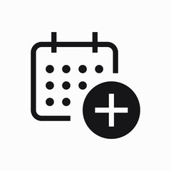 Сalendar with plus line vector minimalistic icon. Date symbol. Appointment day icon for web design. Modern flat organizer icon for app design. Business meeting sign minimal flat linear icons