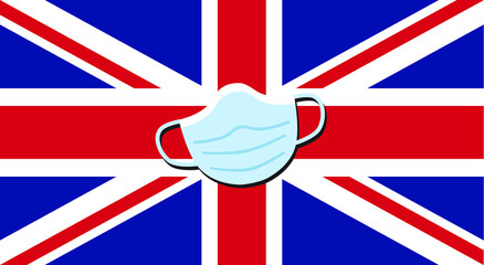 Surgical face mask on a Union Jack background
