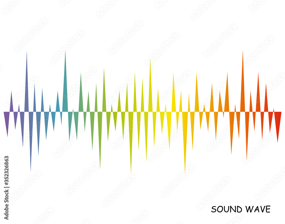 Aufkleber rainbow music wave line background. modern pulse music player technology. audio colorful wave on whi
