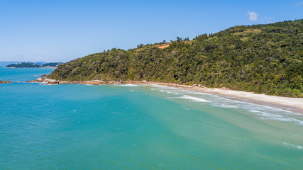 Aerial view of Sissial beach (Praia de Sissial) - Governador Celso Ramos. Beautiful preserved beach in Santa Catarina - Brazil