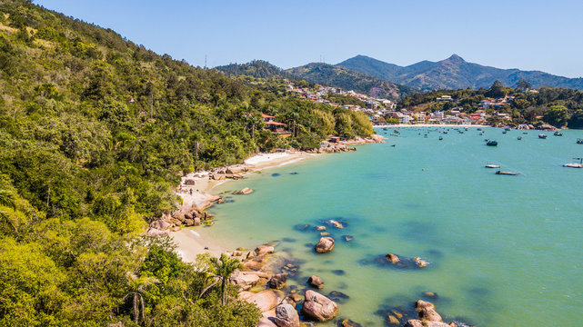 Beautiful little beaches of preserved nature in the bay of Ganchos de Fora - Governador Celso Ramos - Santa Catarina &ndash; Brazil