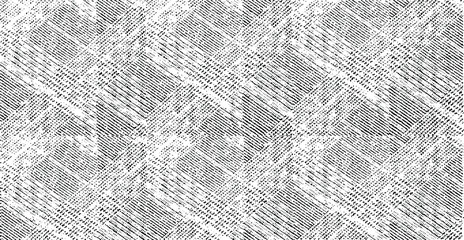 Distressed fabric texture. Vector texture of weaving fabric. Grunge background. Abstract halftone vector illustration. Overlay for interesting effect and depth. Black isolated on white background.