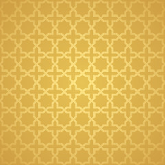 Fototapeta premium Symmetrical abstract vector background in arabian style made of gold geometric line.