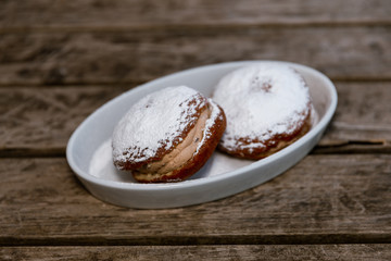 Close up of sugary donuts