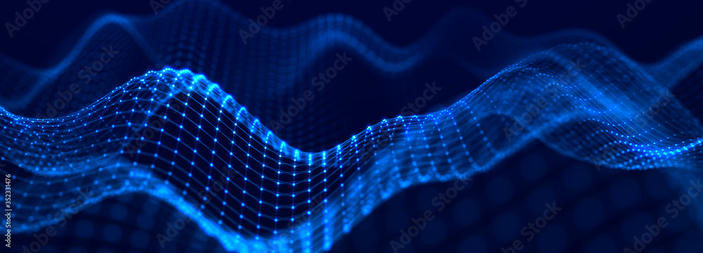 Aufkleber Digital technology background. Network connection. Futuristic background for presentation design. 3d rendering.