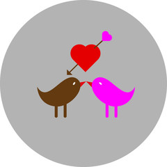 Vector romantic icon of Love bird  on a white background.
