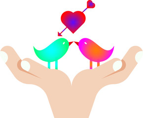 Vector romantic icon of Love bird  on a white background.
