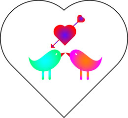 Vector romantic icon of Love bird  on a white background.
