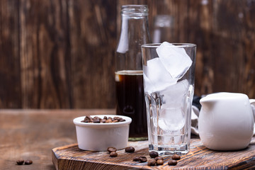 Glass with ice for cold brew coffee