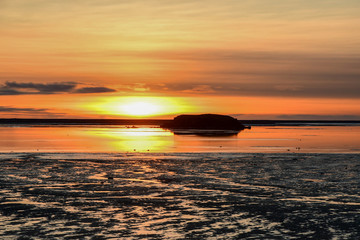 Sunset in Hornafjordur in south Iceland