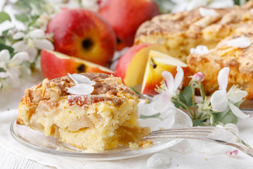 Tasty homemade apple pie on table