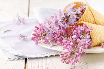 romantic bouquet of fresh spring lilacs