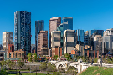 View of Calgary's skyline on a beautiful spring morning. 