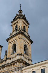 Fototapeta na wymiar Cathedral tower, La Candelaria, Bogota