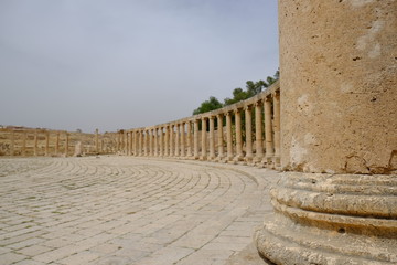 a Stone colonnade in Ajloun ,Jerash