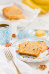 banana bread on a beautiful breakfat scene