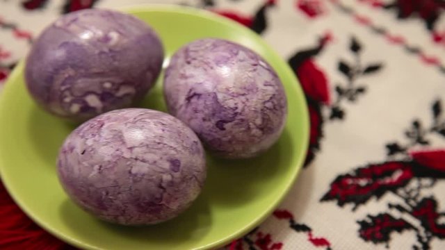 colored purple eggs for easter