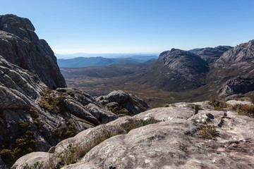 Beautiful mountain valley and granite rock wall Andringitra national park Madagascar