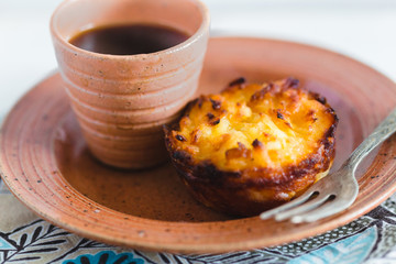 manioc cake with coffee in a cozy scene