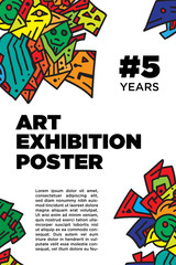 Colorful Art Exhibition Festival Poster and Cover Design Template,
Event, Magazine and Web Banner