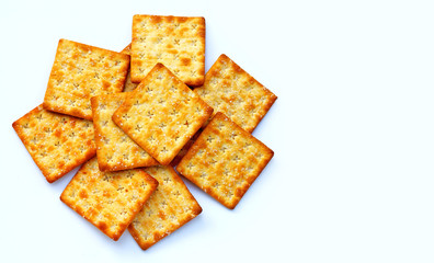 Crackers with sugar  on white background.