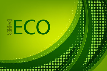 Bright green eco design vector background. Poster, brochure template, banner.