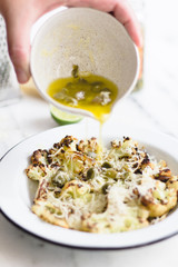 Roasted cauliflower with parmesan and lime juice
